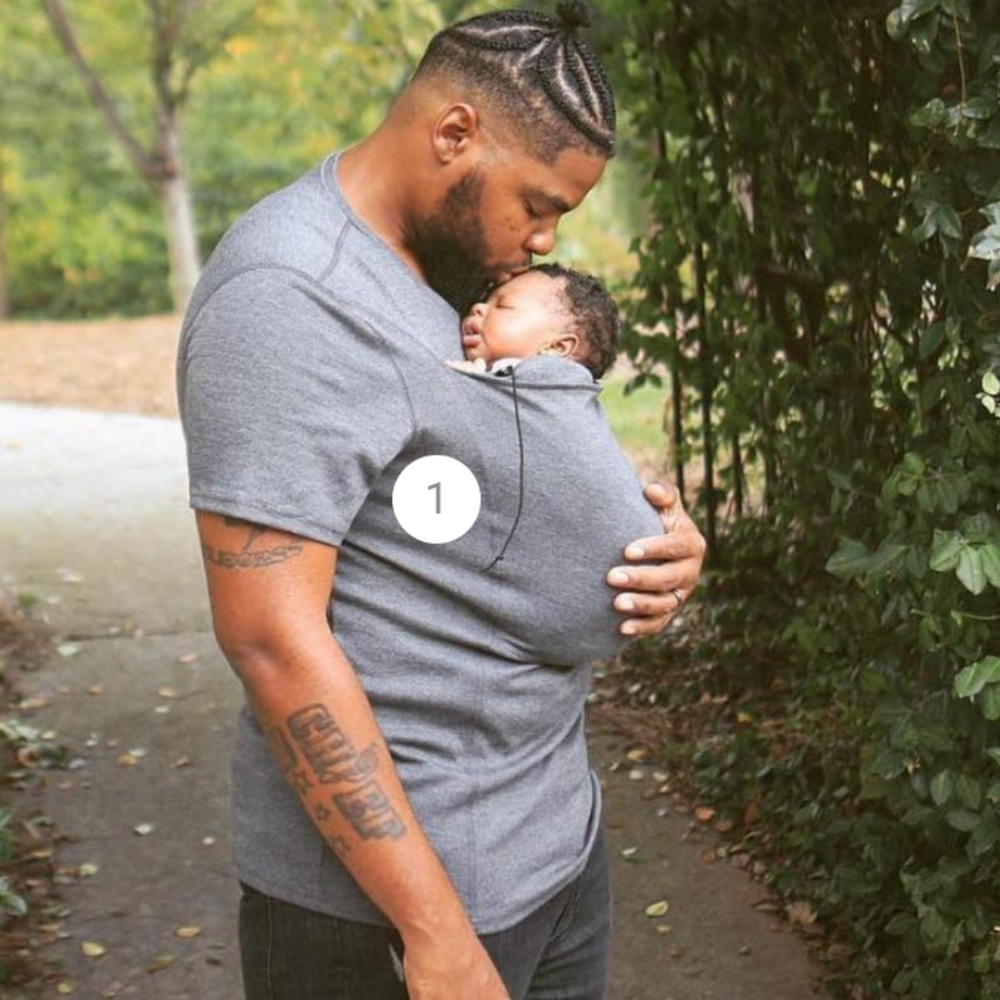 Lalabu men's gray baby wearing shirt. Size XL. Like new condition.